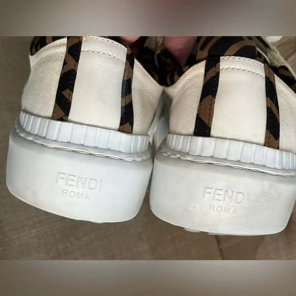 FENDI FORCE White Canvas Women's Sneakers - Picture 11 of 15